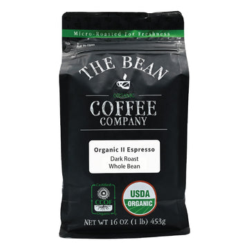 The Bean Organic Coffee Company Il Espresso, Dark Roast, Whole Bean Coffee, 16-Ounce Bag