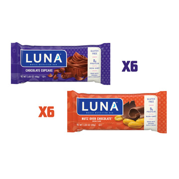 Luna Bar - Variety Pack - Nutz Over Chocolate And Chocolate Cupcake Flavor - Snack Bars - Non-Gmo - Gluten-Free Protein Bars - M