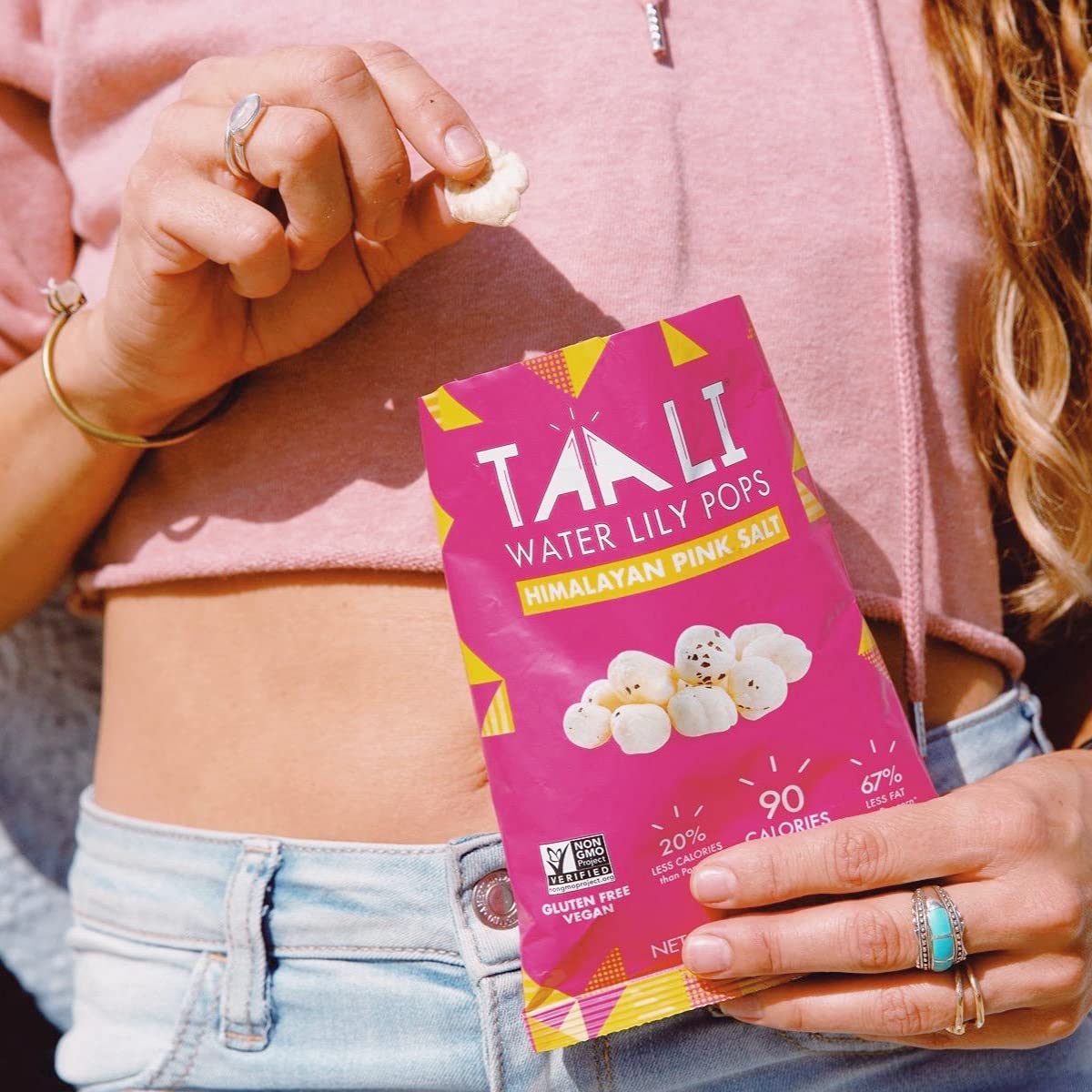 Taali Himalayan Pink Salt Water Lily Pops (10-Pack) - Roasted Fox Nuts Makhana Snack | Crunchy Indian Healthy Snacks | Protein-r