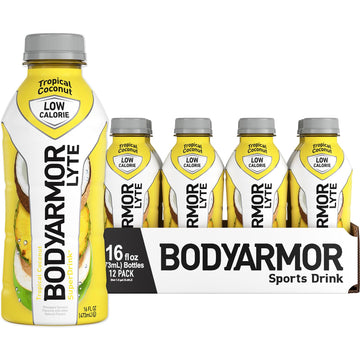 Bodyarmor Lyte Sports Drink Low-Calorie Sports Beverage, Tropical Coconut, Coconut Water Hydration, Natural Flavors With Vitamins, Potassium-Packed Electrolytes, Perfect For Athletes, 16 Fl Oz (Pack Of 12)