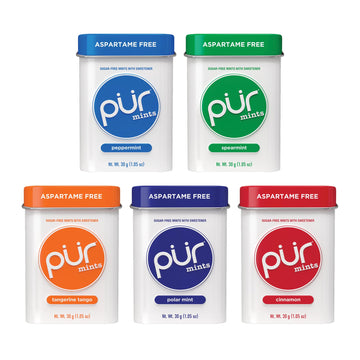Pur Mints | Aspartame Free Mints | Made With Xylitol | Sugar Free, Vegan, Gluten Free & Keto Friendly | Natural Flavored Mints,