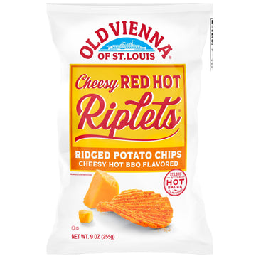 Old Vienna Of St. Louis Cheesy Red Hot Riplets Ridged Potato Chips 9Oz Bags (4 Pack) By Tranadaco