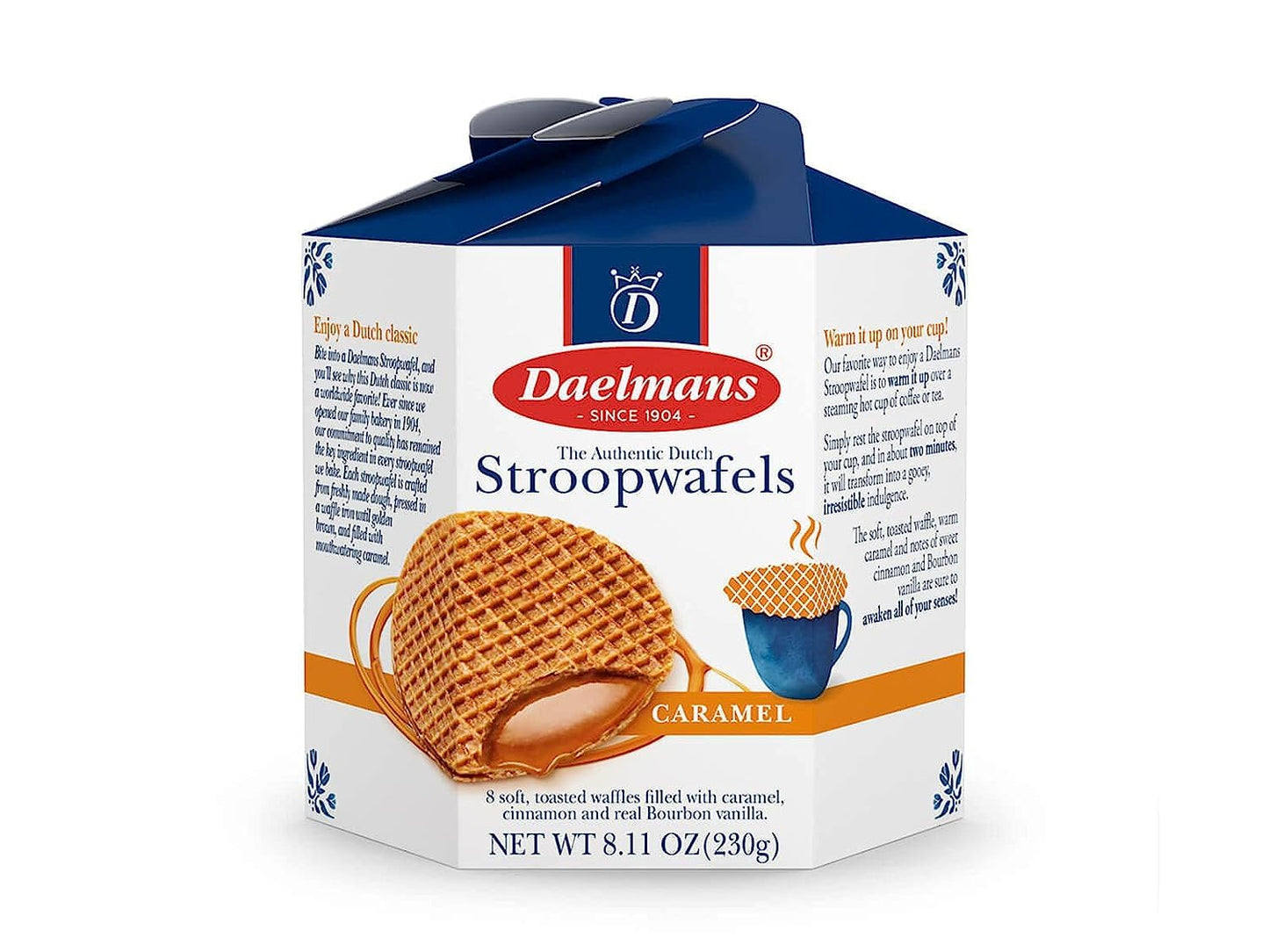 DAELMANS Caramel Stroopwafels - Authentic Soft Toasted Dutch Waffles Cinnamon spirit-inspired flavor Vanilla Certified Kosher Dairy - 8.11 Ounce (Pack of 1)