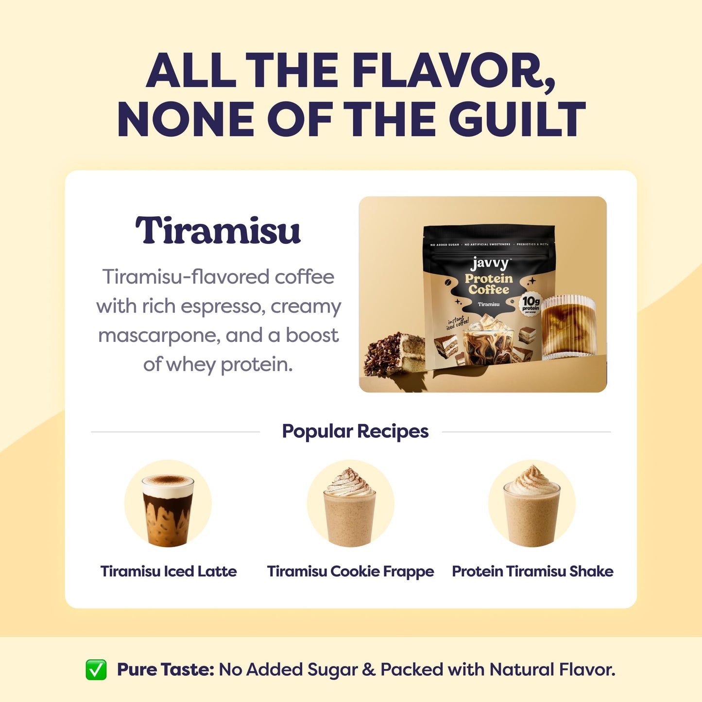 Tiramisu Protein Iced Coffee - enhanced Whey Protein & Instant Iced Coffees - 100% Natural Cold Brew- Zero Artificial Flavors & Sweeteners 80 mg Caffeine Per Serving No Added Sugar 20 Servings