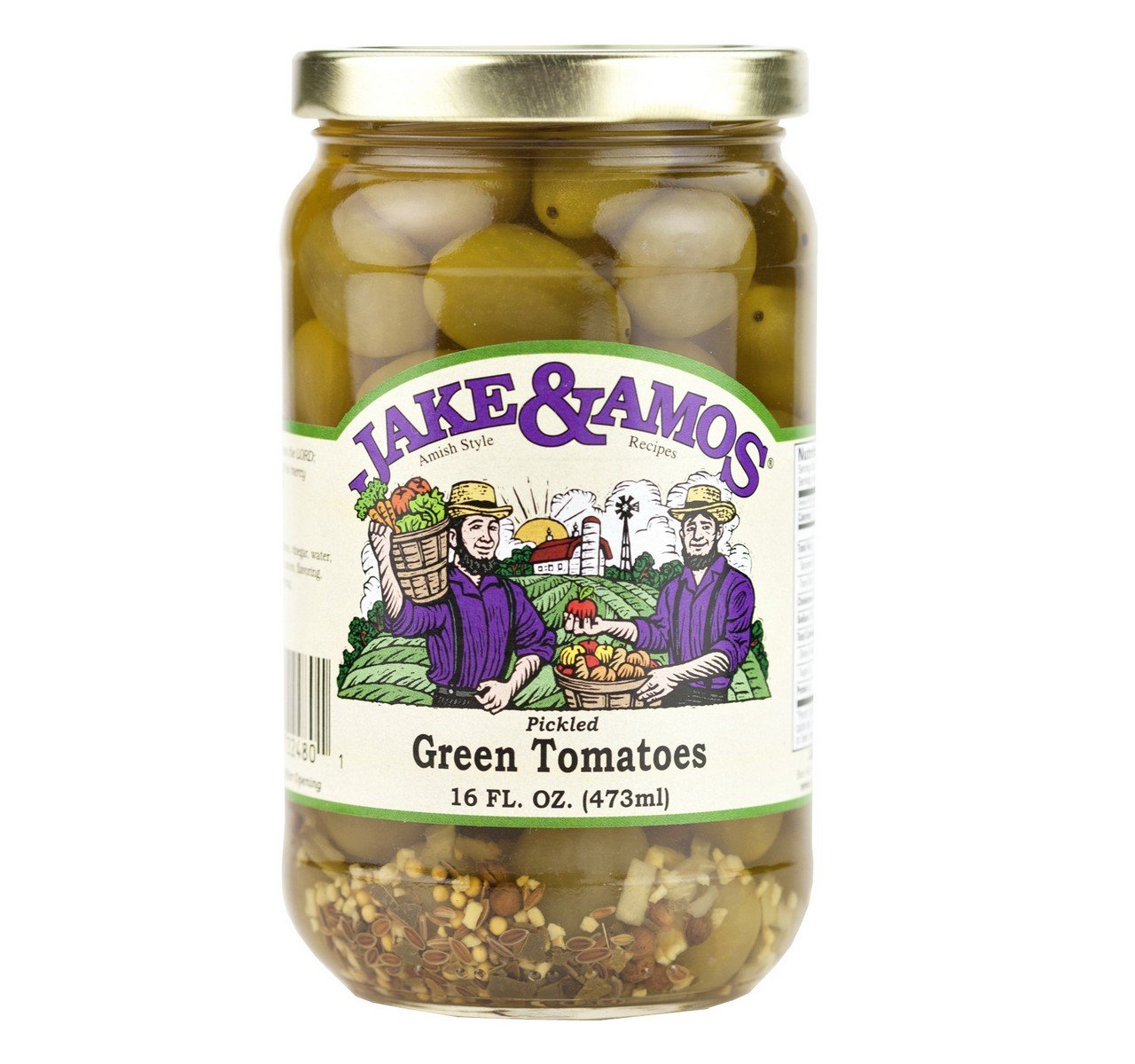Jake & Amos Pickled Green Tomatoes, 16 Oz. Jar (Pack of 6)
