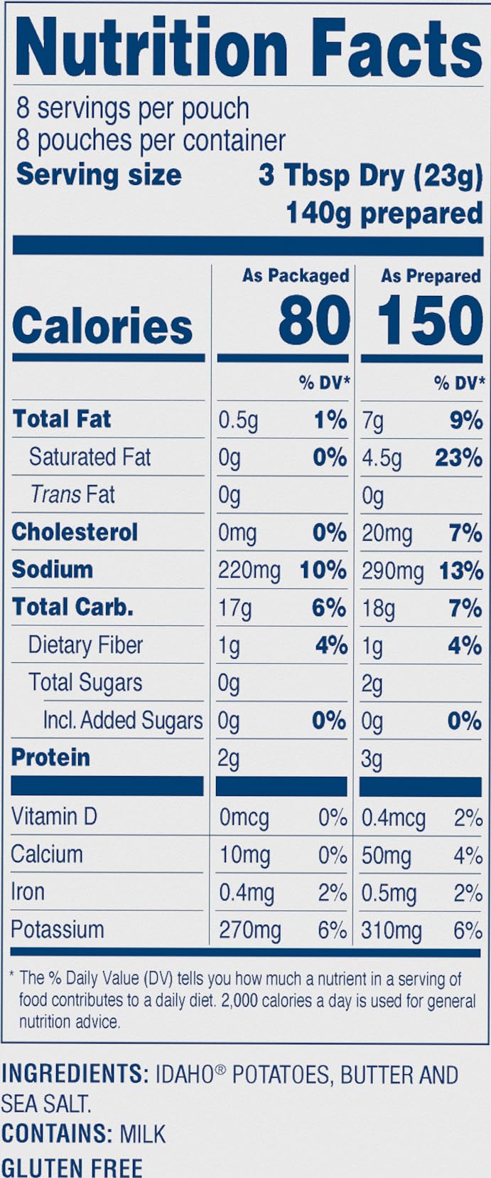 Honest Earth Creamy Mash Potatoes, 6.4 oz Pack of 8, Creamy White, Convenient Ready-to-Eat Side Dish