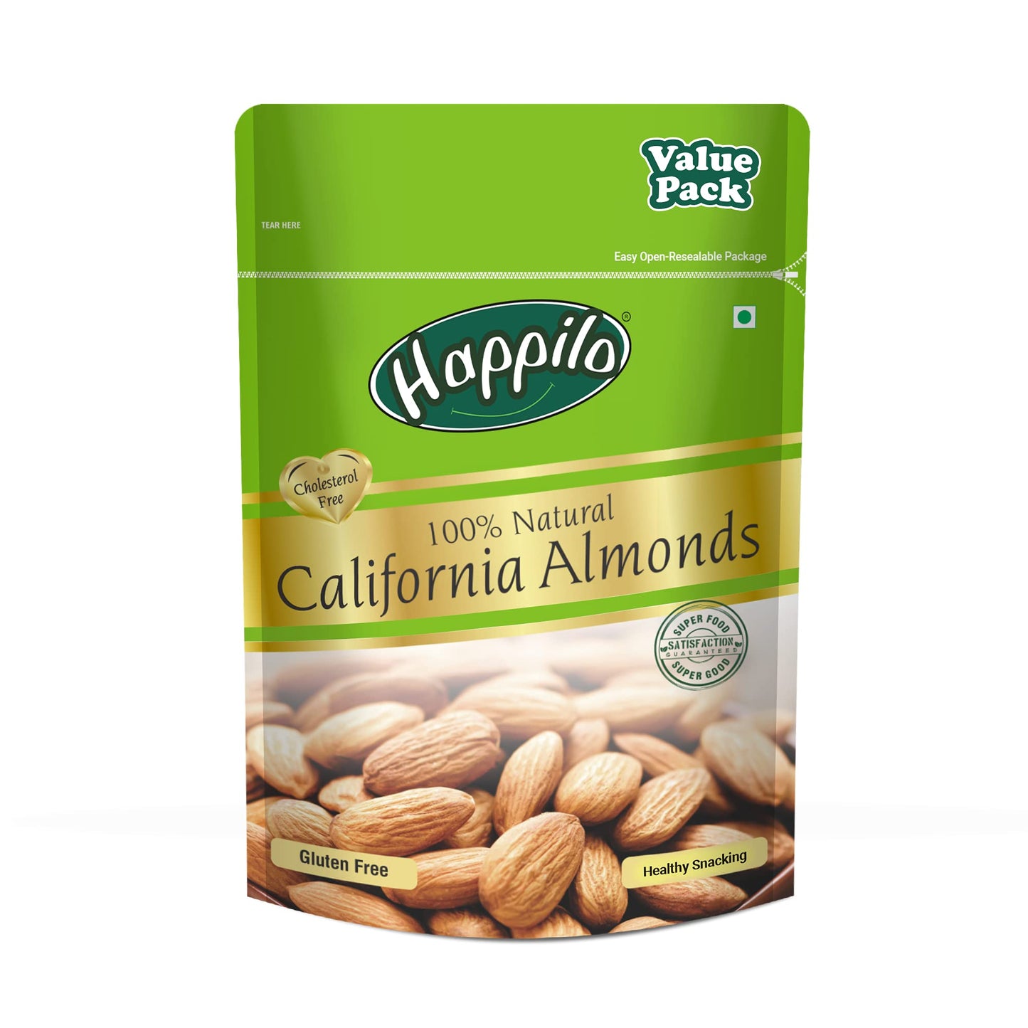 Happilo 100% Natural Premium Californian Almonds Value Pack Pouch, 500 g
