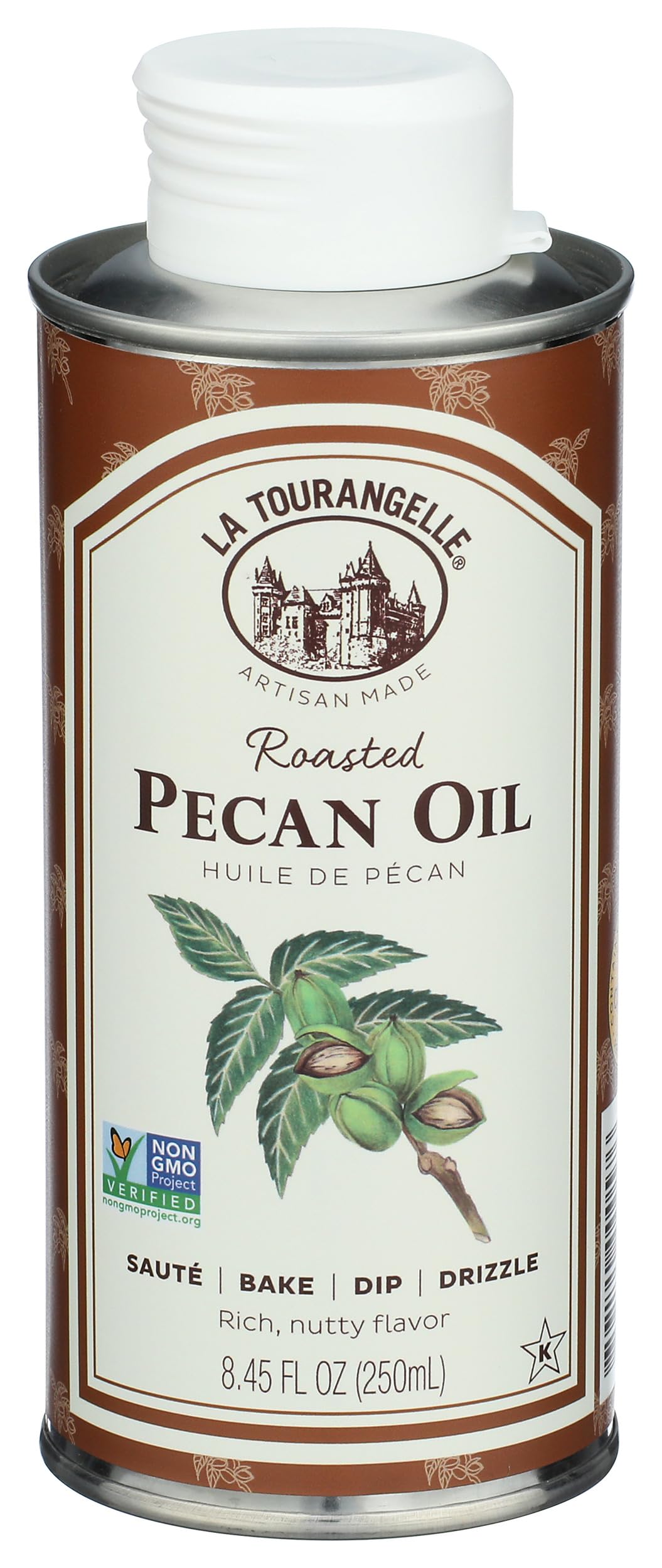 La Tourangelle Roasted Pecan Oil for Cooking, Baking, Butter Substitute, Pasta, Vinaigrettes, Stir Fry, 8.45 Fl Oz
