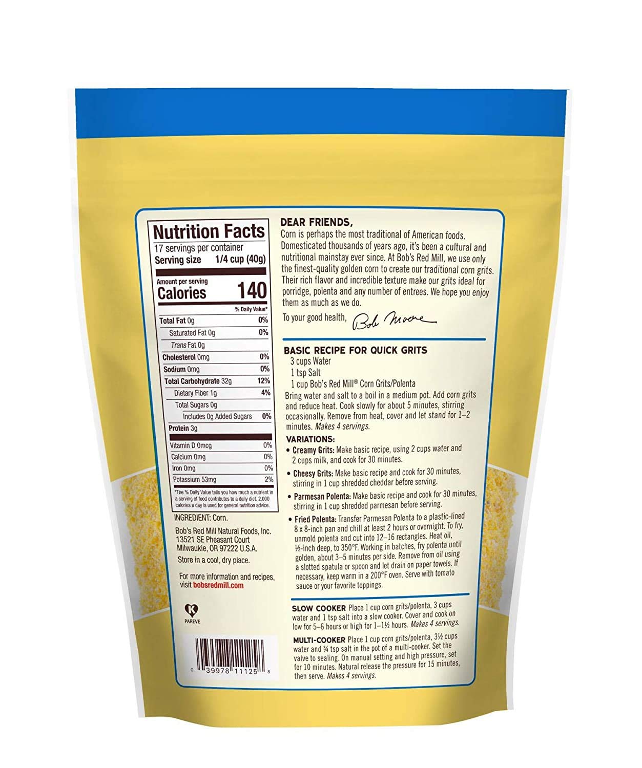 Bob'S Red Mill Corn Grits, Polenta, 24 Ounce (Pack Of 2)