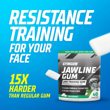 GYMGUM Jawline Gum Ultra Hard Chewing Gum | No Calories, No Sugar, No Artificial Sweeteners | Keto Friendly Mewing Gum for Jawli