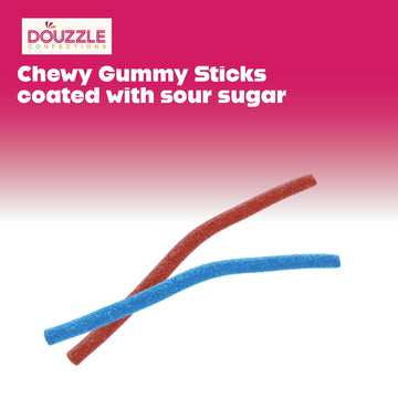 DOUzzle Back To School Sour Sticks Chewy Candy Straws Forest Berry Mix (3.5 OZ - 1 Pack) Goodie Bag Stuffer, Pinata Filler - Kos