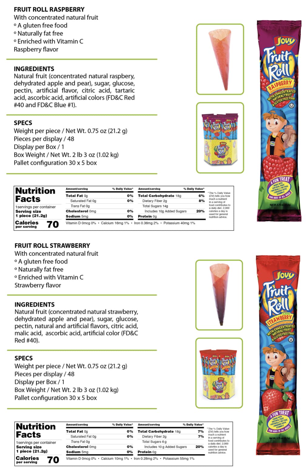COMBO BREAKER JOVY FRUIT ROLL Variety Pack - 10 Natural Fruit Flavors, Fat Free, Gluten Free, 20 Count (0.75 oz each)
