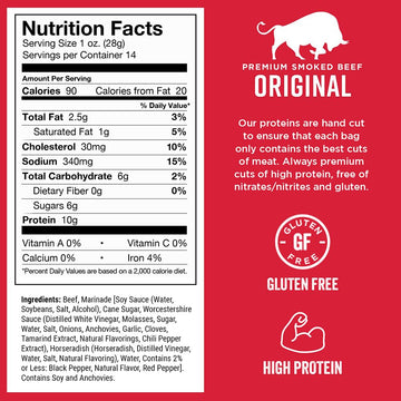 Chefs Cut Real Smoked Beef Original Recipe Jerky 14 Ounce