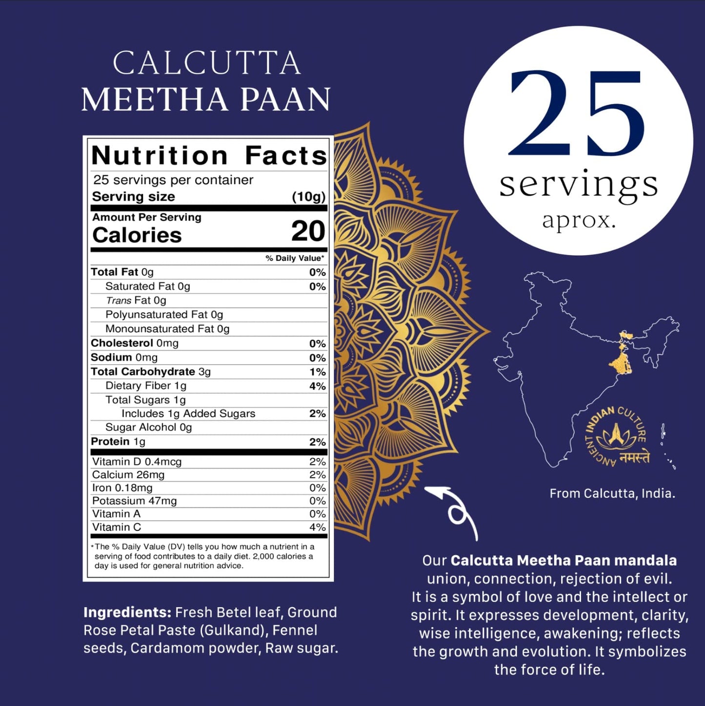 Aryaa Organic Calcutta Paan 8.75Oz (250Gm)- Elevate Your Snacking Experience | 100% Natural | Digestive Delight | Energy Infused