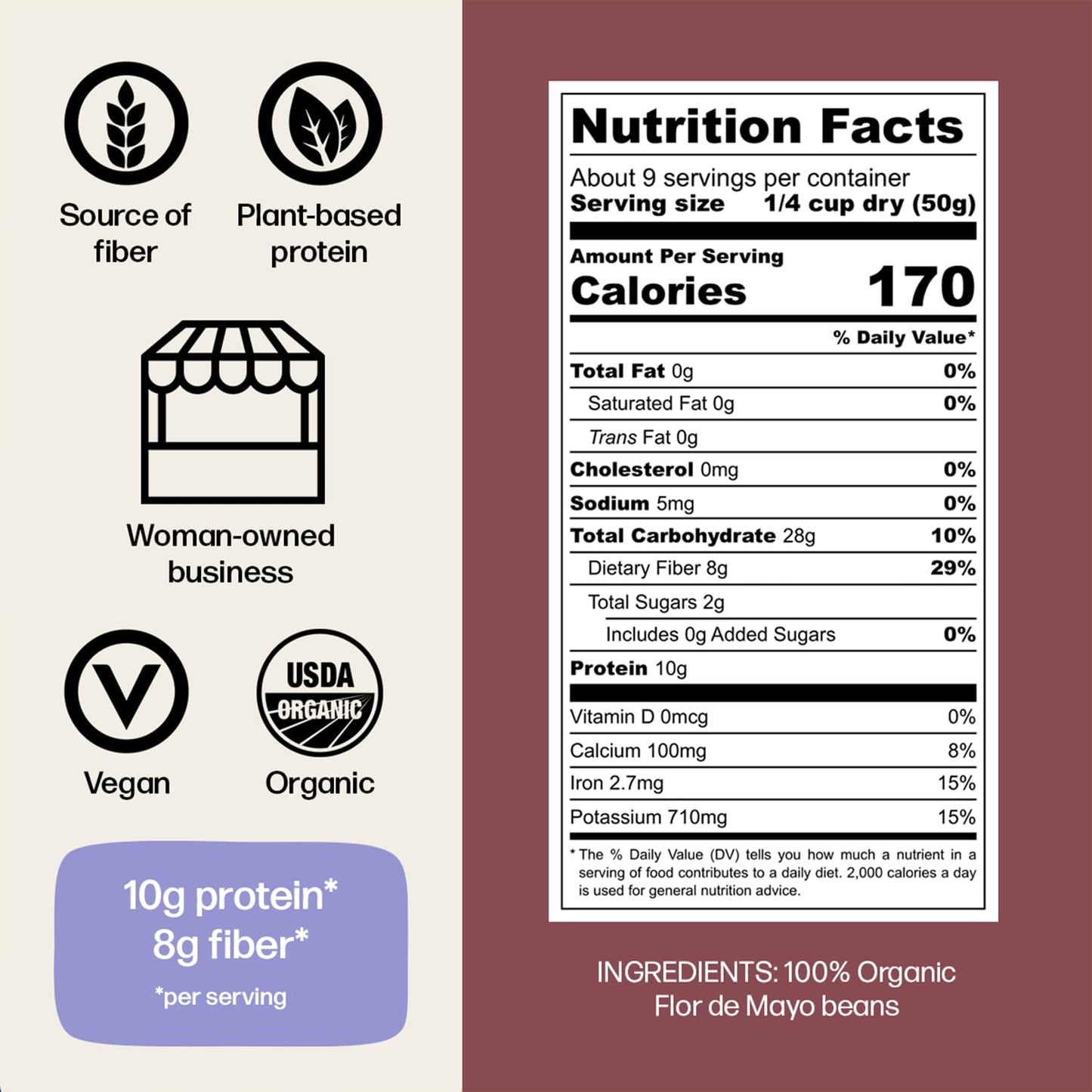 Primary Beans - Organic Flor De Mayo Dried Beans - Great For Refried Beans - Known As Media Oreja - Pair W/Chiles, Crema, Lime -