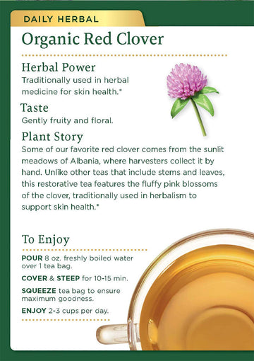 Traditional Medicinals Tea, Organic Red Clover, Supports Skin Health, 96 Tea Bags (6 Pack)