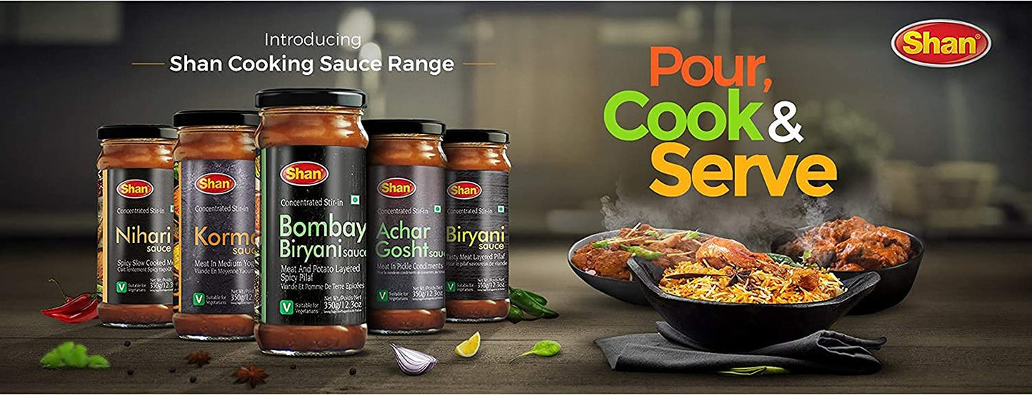 Shan Bombay Biryani Cooking Sauce, 12.3Oz (350G) - Authentic Indian Sauce For Chicken & Rice - Easy To Prepare Biryani With Spices, Garlic, And Turmeric - Vegetarian Simmer Sauce For Delicious Meals