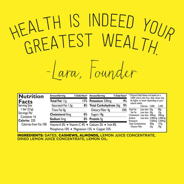 Lrabar Gluten Free Bar, Lemon Bar, 1.8 Oz Bars (16 Count), Whole Food Gluten Free Bars, Dairy Free Snacks