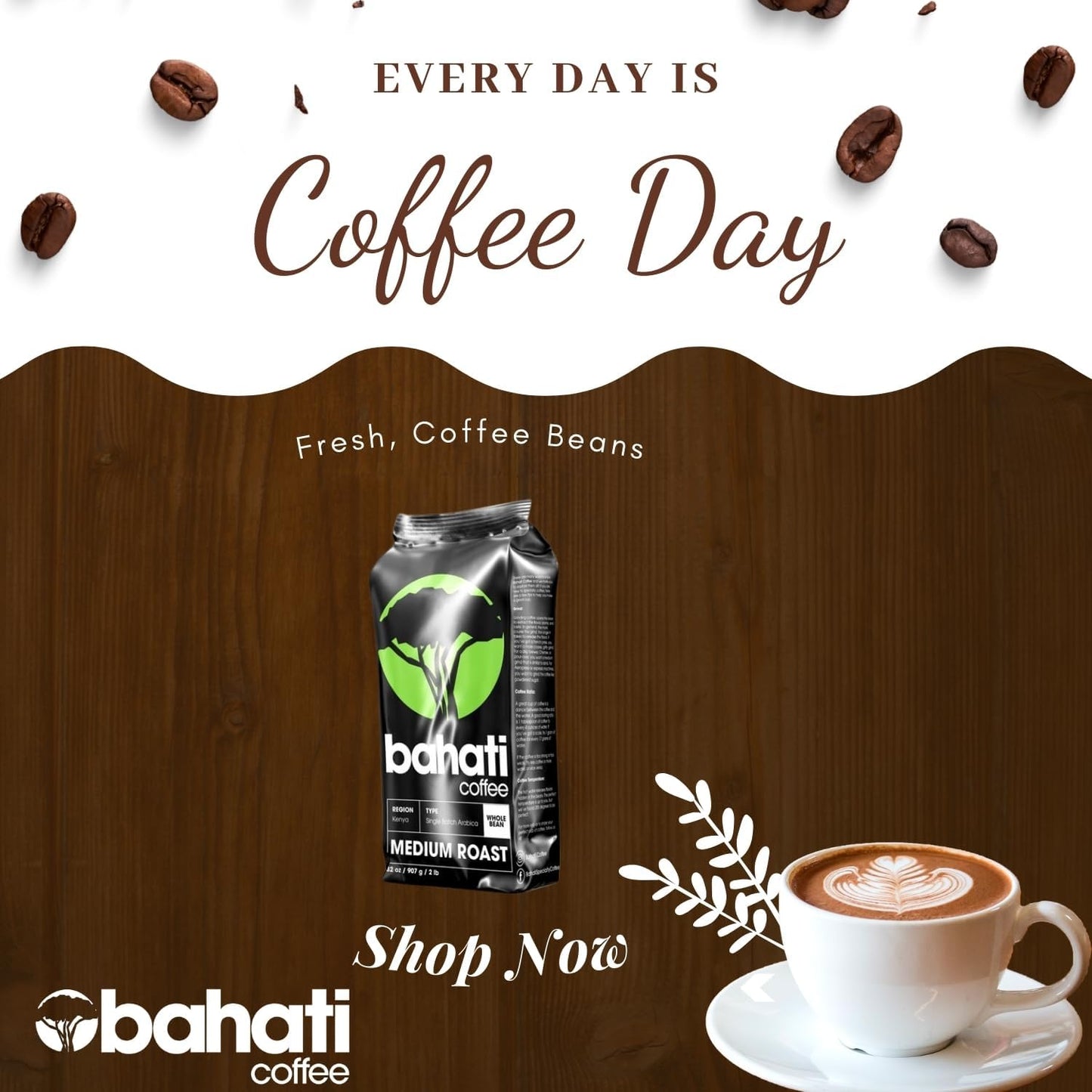 Kenya Aa Grade Roasted Arabica Coffee Beans From Great Rift Valley - 100% Pure Arabica Coffee Roasted Beans (Medium Roast Ground