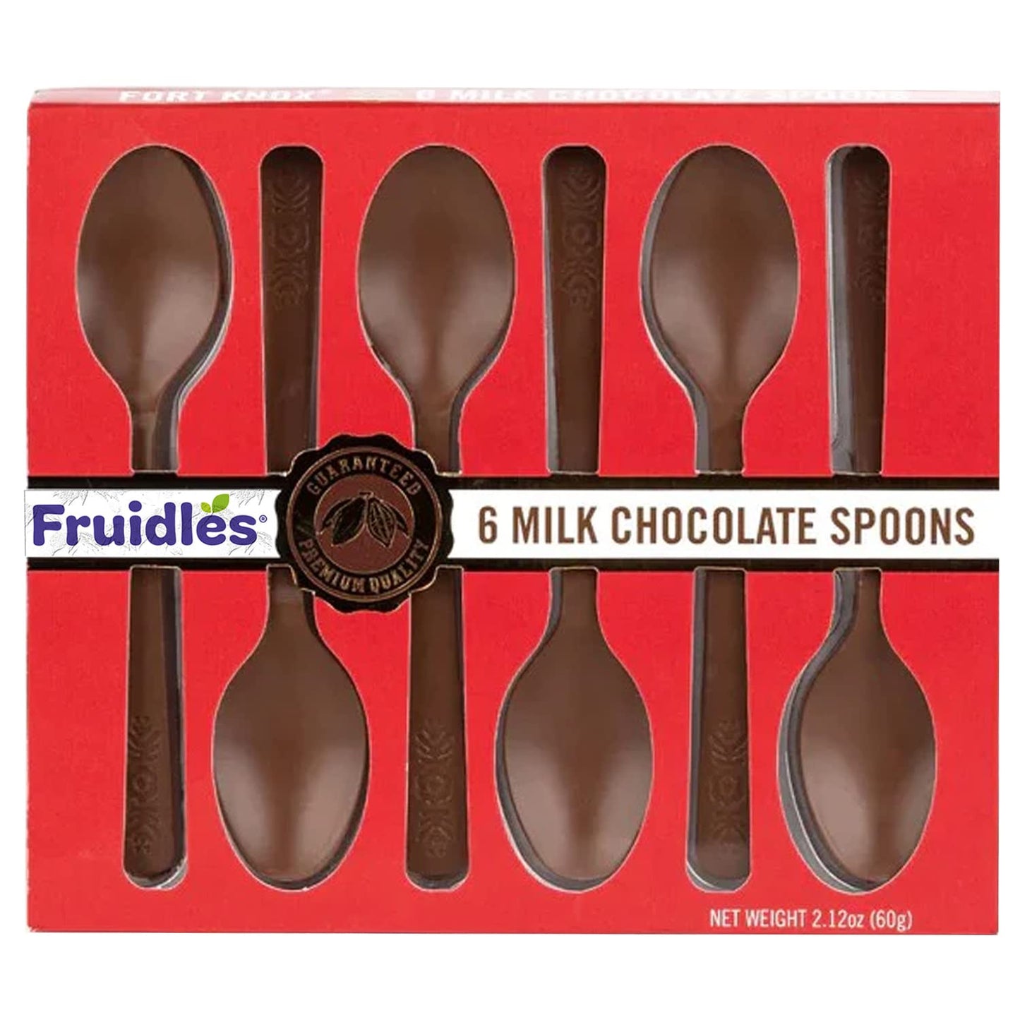 Fruidles Milk Chocolate Spoons, Candy Hot Chocolate Stirring Edible Spoons, Gourmet Milk Cocoa Edible Spoon Stirrers, Non-Gmo, Dairy, 2.12 Oz (6 Spoons Per Box) (12-Pack)