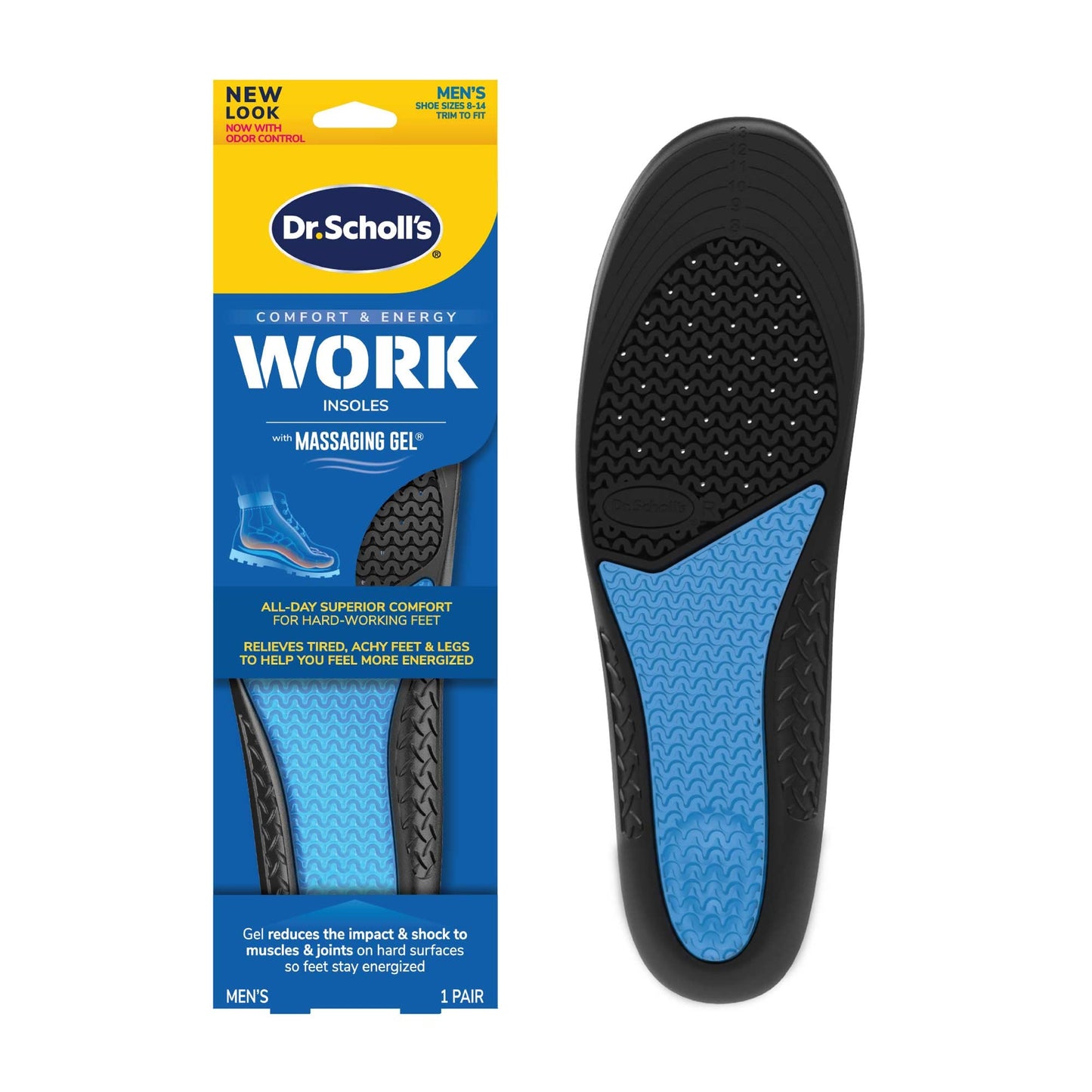 Dr. Scholl'S Work All-Day Superior Comfort Insoles (With) Massaging Gel, Men, 1 Pair, Trim To Fit