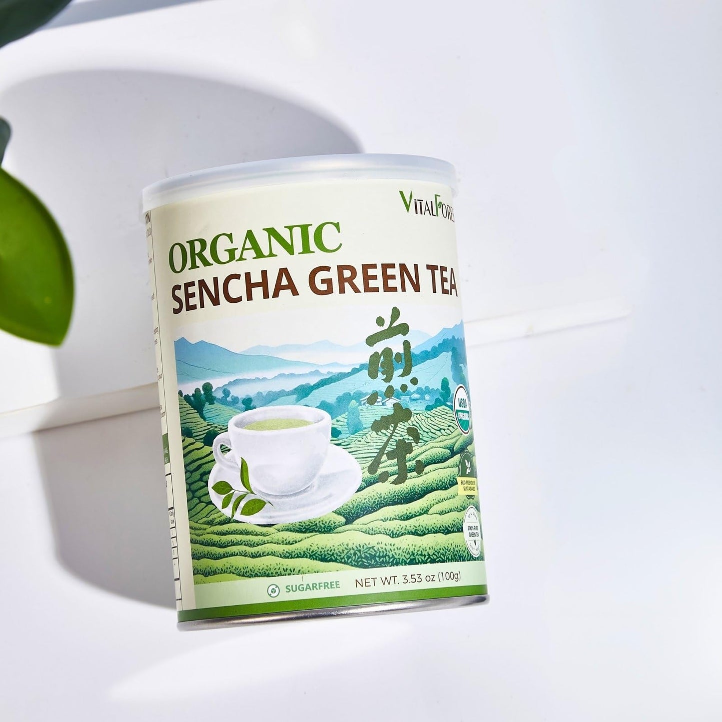 Organic Sencha Green Tea Loose Leaf - 3.53oz/100g USDA Organic Whole Leaf Green Tea VitalForest enhanced Steam-Fixed Green Tea Mild Umami Taste