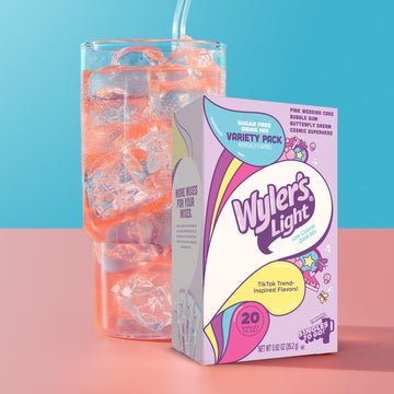 Wylers Light Singles to Go Powder Packets, Variety Pack, Sugar & Caffeine Free, 20 Count, On-The-Go, 0.92 Ounce