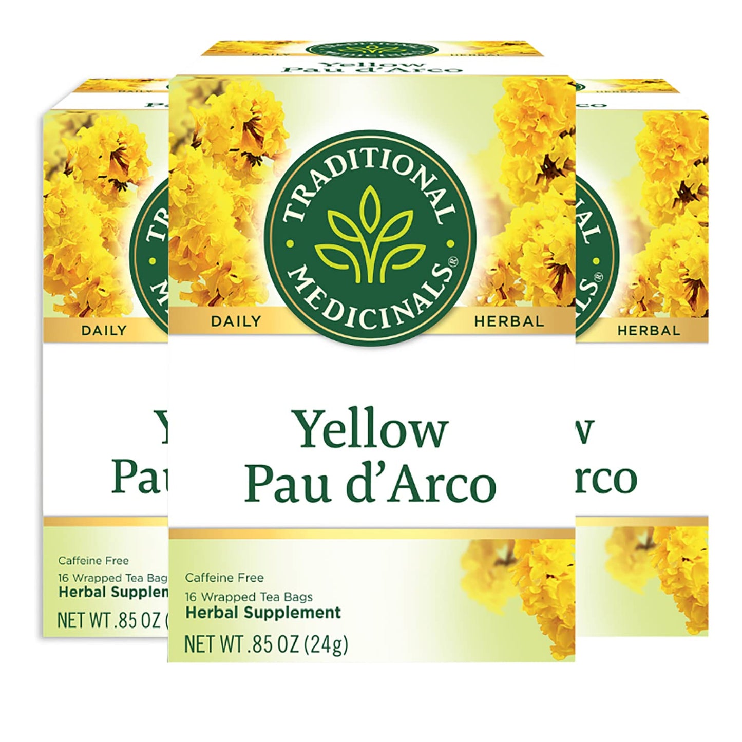 Traditional Medicinals Yellow Pau dArco Herbal Tea, Contributes to a Healthy You, (Pack of 3) - 48 Tea Bags Total