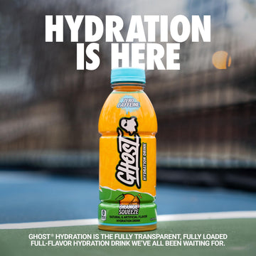 GHOST Hydration Drink - RTD Sports Drink with Electrolytes, 16.9 Fl Oz, Pack of 12, Orange Squeeze