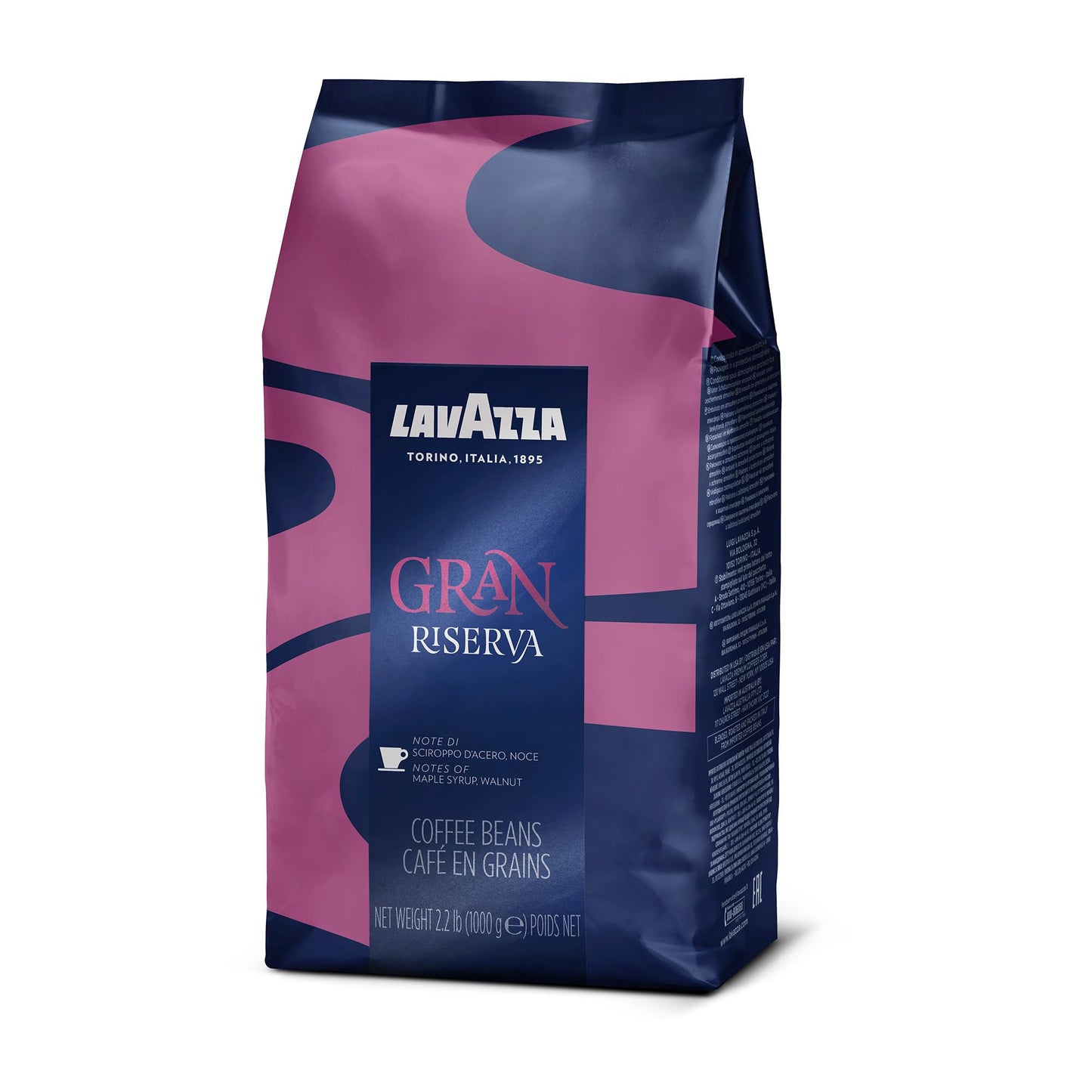 Lavazza Gran Riserva Whole Bean Coffee Arabica and Robusta Blend 2.2 lb Bag (Pack of 6)
