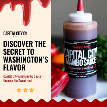Capital City Mambo Sauce Sweet Hot | Washington Dc Wing Sauces | Perfect Condiment For Wings, Chicken, Pork, Beef, Seafood, Burg