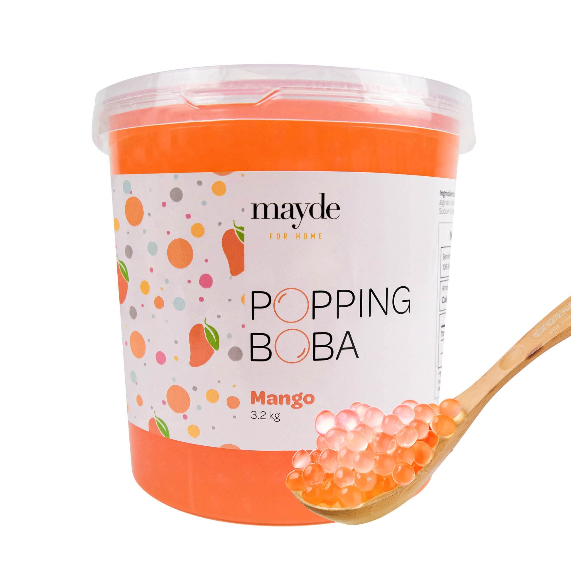Mayde Popping Boba Pearls for Drinks, Desserts, & Breakfast Bowls (Mango Flavor, 7 Pounds)