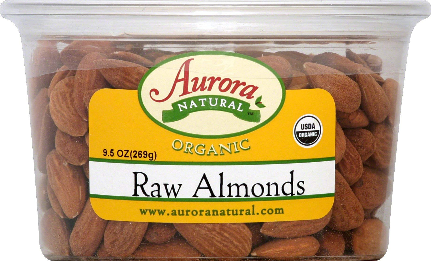 Aurora Products Inc. Almonds Raw Organic, 9.5 Ounce Tub (Pack Of 3)