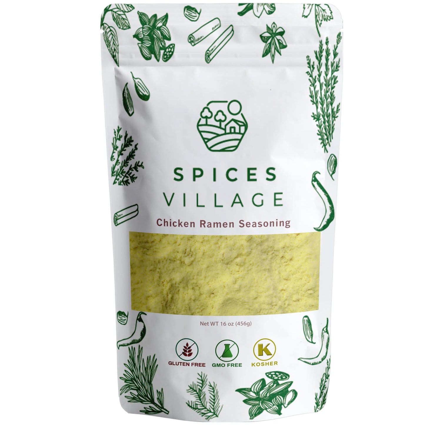 Spices Village Gluten Free Ramen Seasoning Vegetarian Chicken Base Ramen Broth Chicken Soup Base Powder For Noodle Soup 16 Oz Vegetarian No Msg Added Kosher