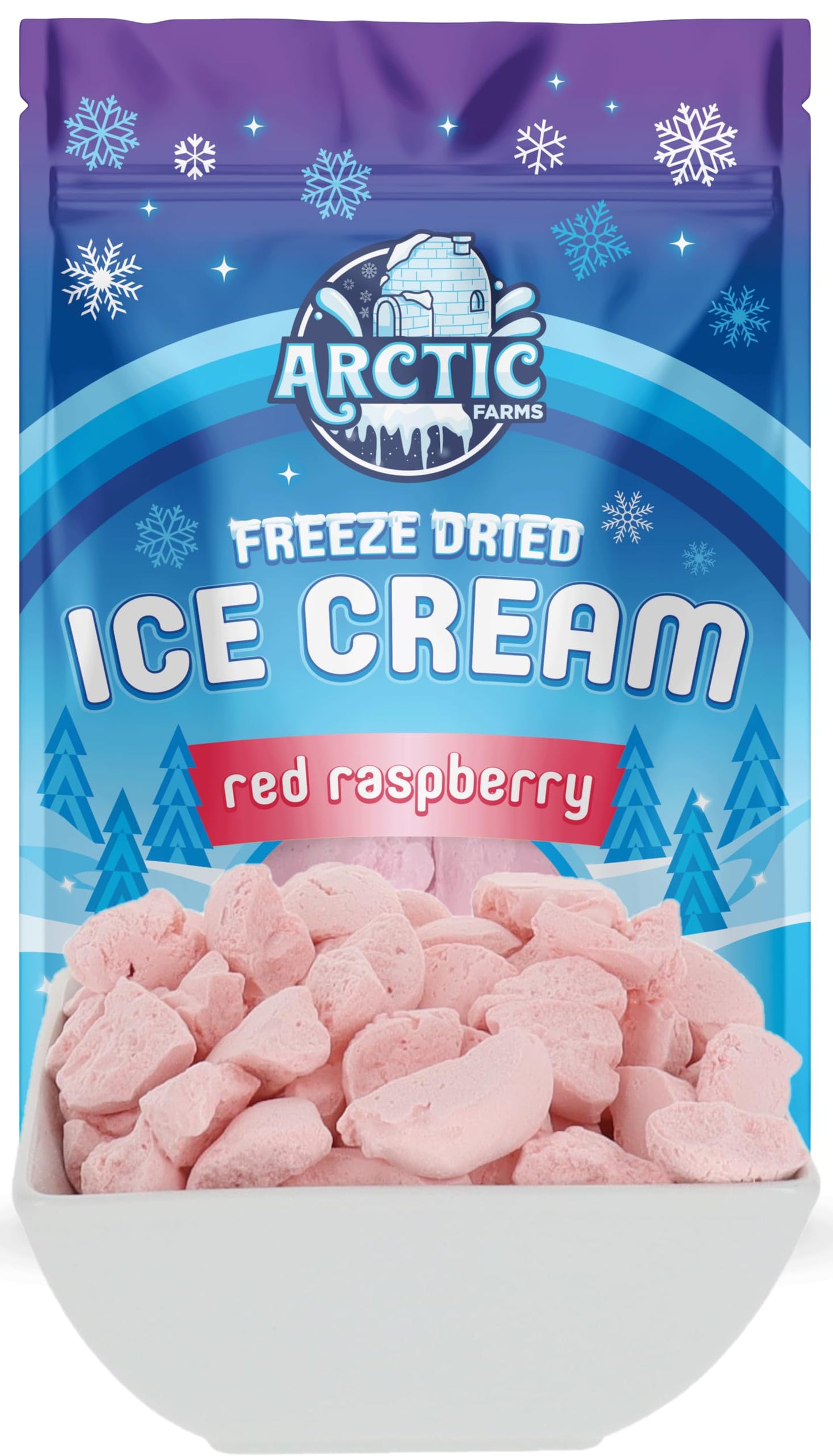 Arctic Farms Freeze Dried Ice Cream Bits Bagged And Boxed - Does Not Melt (Red Raspberry, 2.5Oz)