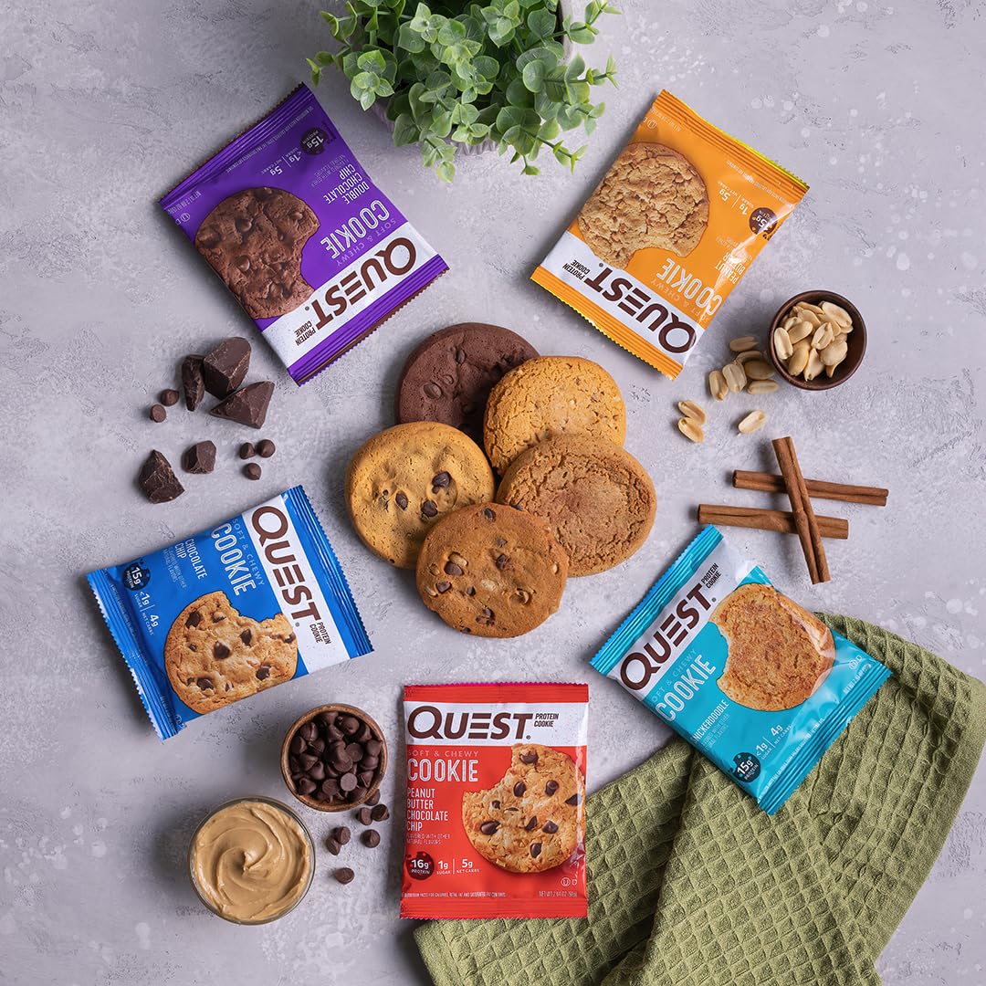 Quest Nutrition High Protein Cookie, Peanut Butter Chocolate Chip, Keto Friendly, Low Carb, 12 Count (Pack of 1), Model QPCCPB12M6