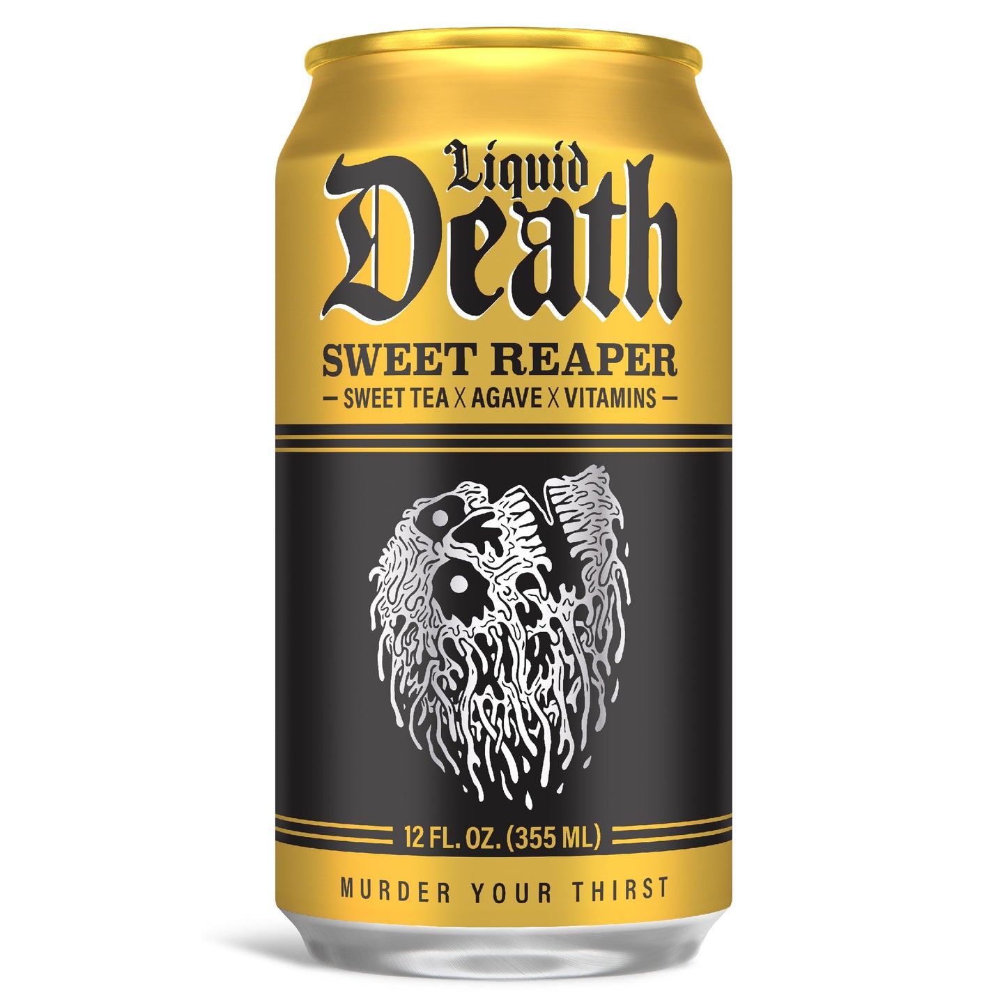 Liquid Death, Sweet Reaper Iced Tea, 12-Pack (12 Oz Cans), Southern Style Sweet Tea, Low Calorie, No Artificial Sweeteners, B12