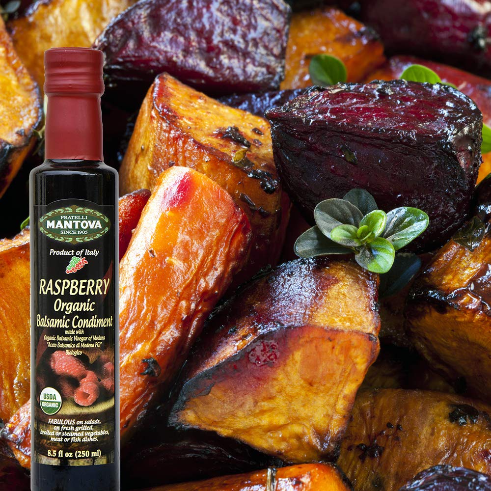 Mantova Organic Raspberry Balsamic Vinegar - Sweet & Tangy, 8.5 Fl Oz