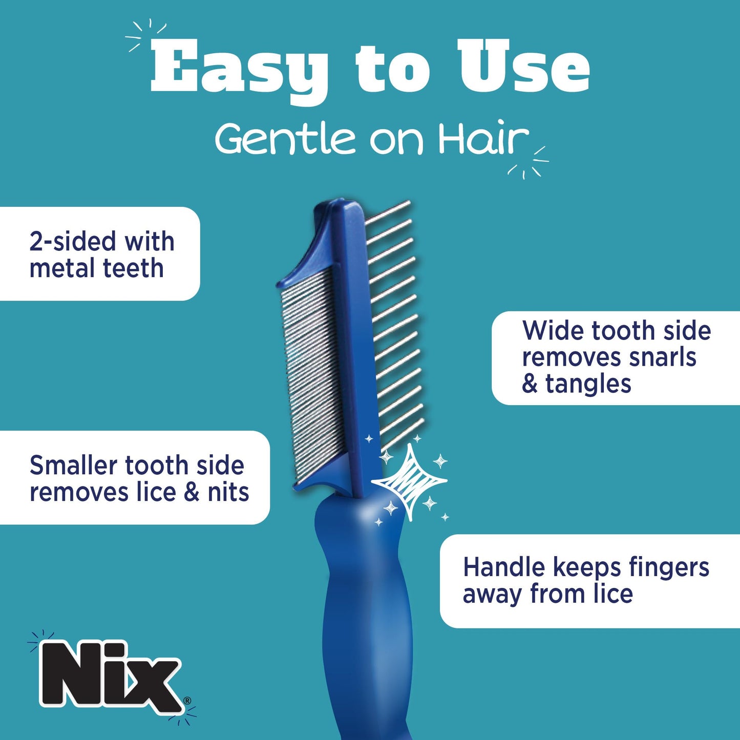 Nix Lice Removal Comb, Removes Dead Lice & Eggs From Hair, 2-Sided