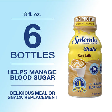 SPLENDA Diabetes Care Shakes - Meal Replacement Shake, 8 Fluid Ounces Per Bottle (Caf Latte, 6 Pack)