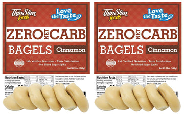 ThinSlim Foods Keto Bagels | Keto Bread Alternative | Low Carb Cinnamon, 2 Pack (6 Diet Bagels Per Keto Friendly Food Pack)