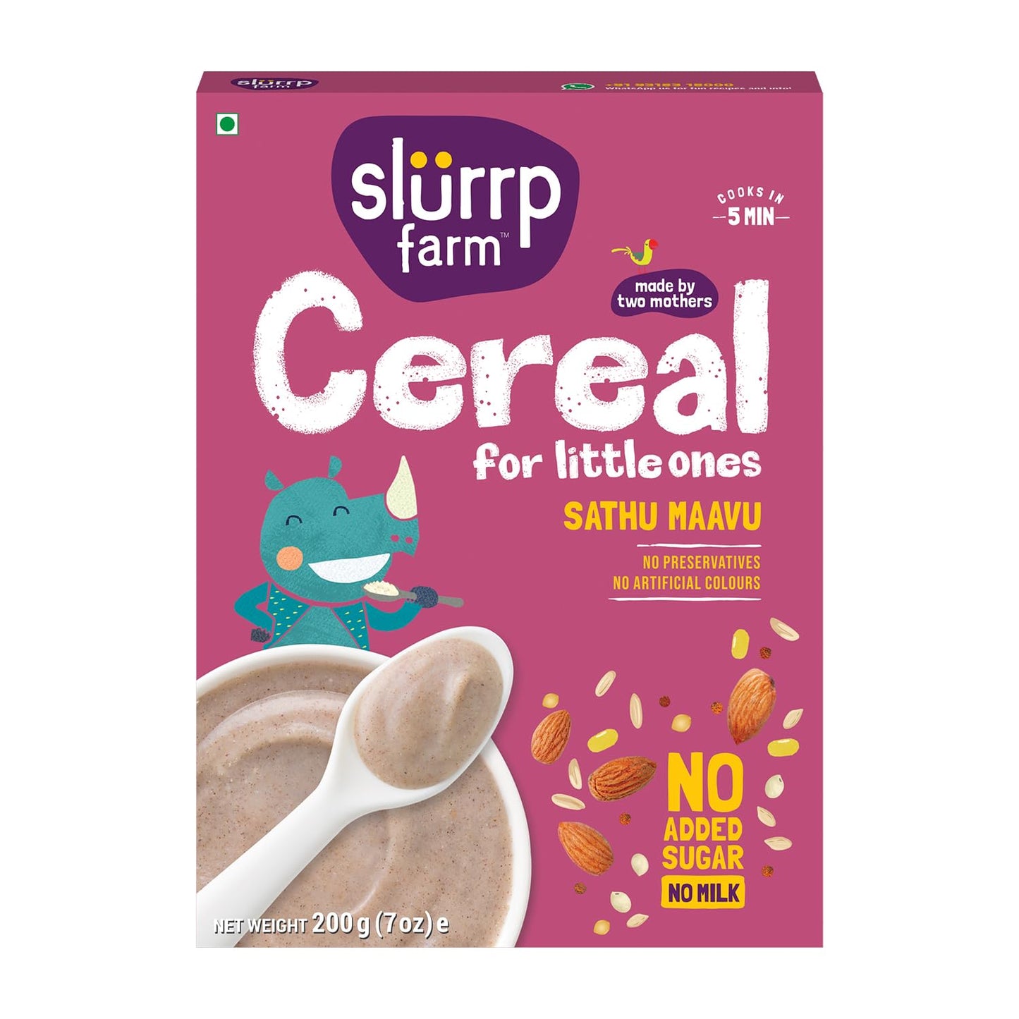 Slurrp Farm Sathu Maavu Baby Cereal | Wholesome Multigrain Mix with Almonds, Lentils & Millets | No Added Sugar or Milk | Easy t