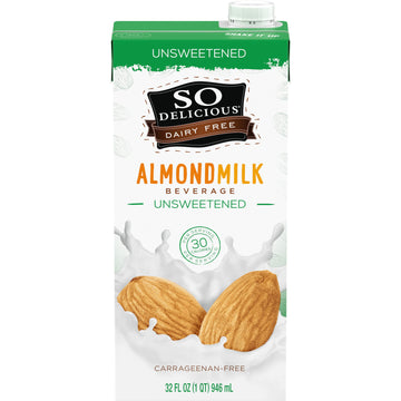 So Delicious Dairy Free Shelf-Stable Almond Milk, Unsweetened, Vegan, Non-Gmo Project Verified, 1 Quart