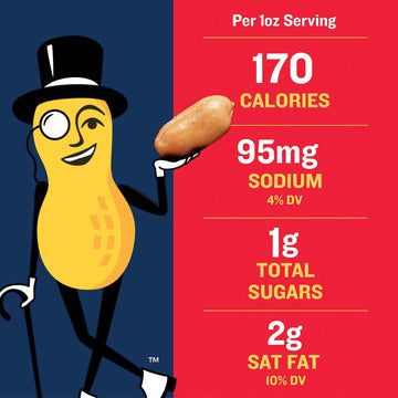 PLANTERS Salted Peanuts, Roasted in Peanut Oil, 35 Ounce Jar, Kosher, Plant-Based Protein Snack