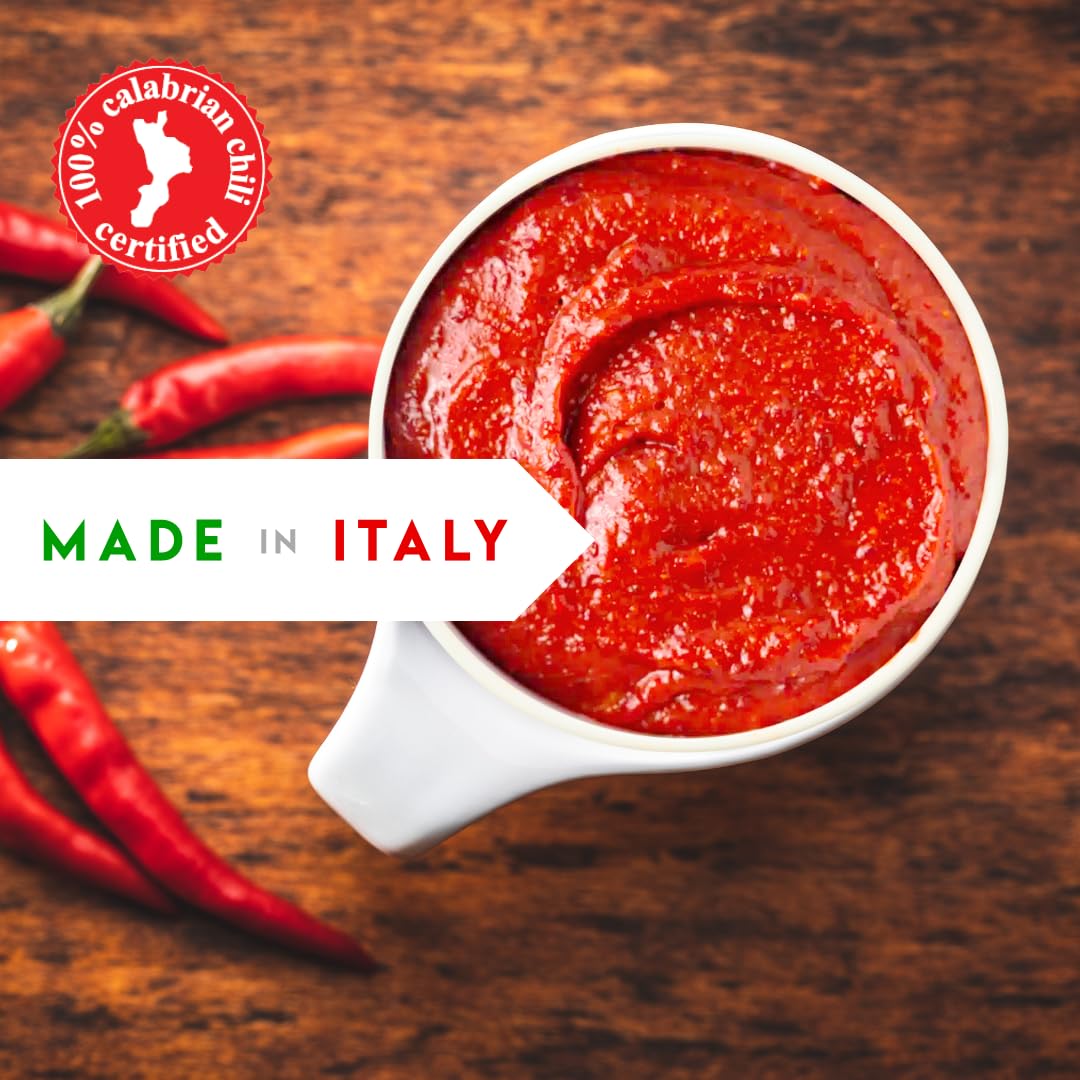 L Oro Del Sud Calabrian Chili Pepper Paste, Mild Spice, No Seeds, Certified, Peppers are Grown in Calabria, Calabiran Chili Pat