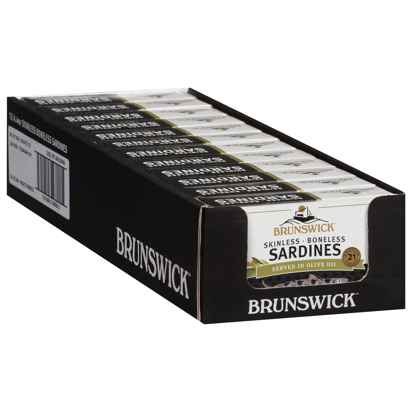 Brunswick Sardines in Olive Oil, Skinless & Boneless, 4.4 Ounce (Pack of 12)