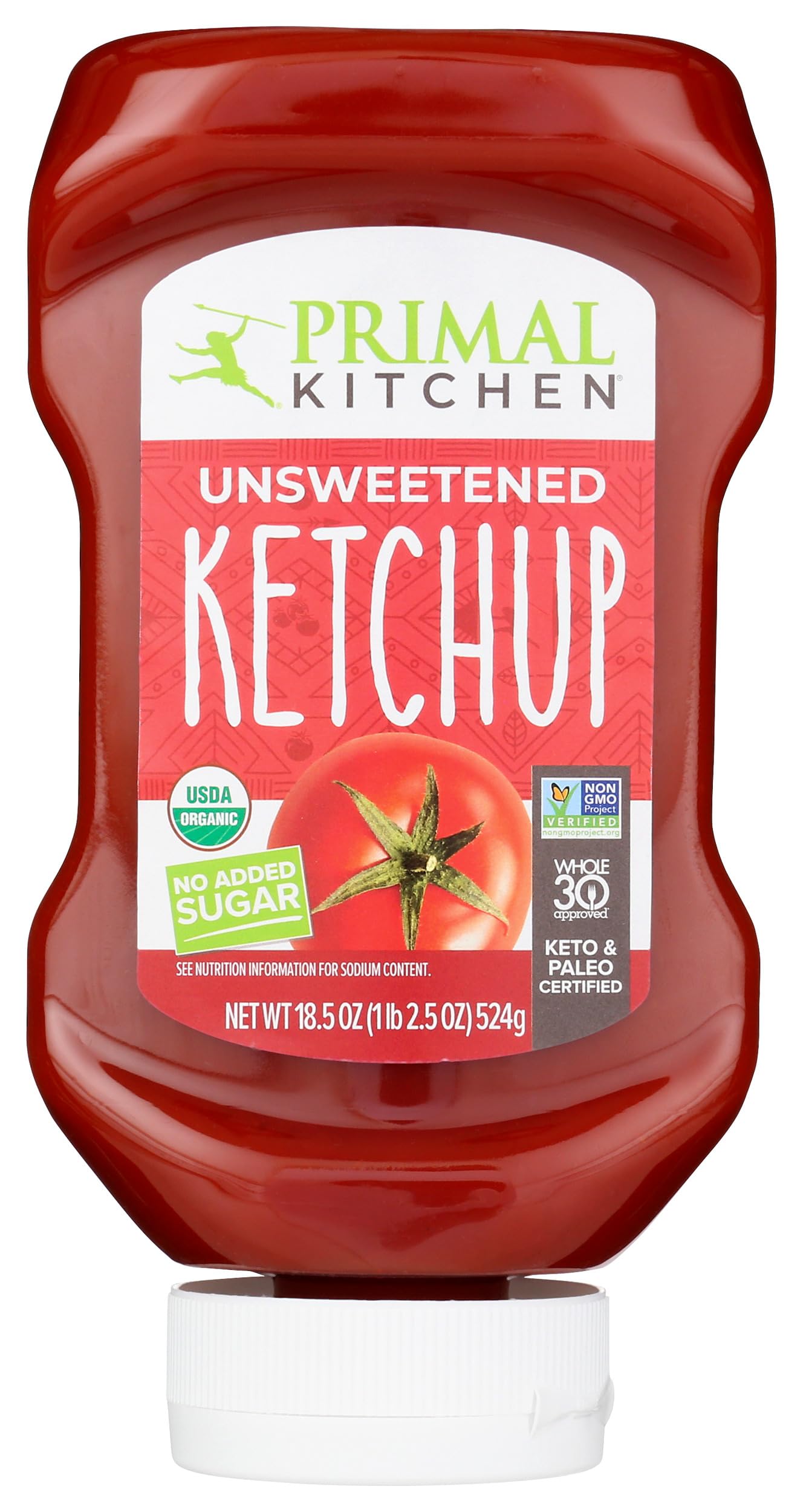 Primal Kitchen Organic Unsweetened Ketchup, 18.5 OZ, No Added Sugar, Gluten-Free