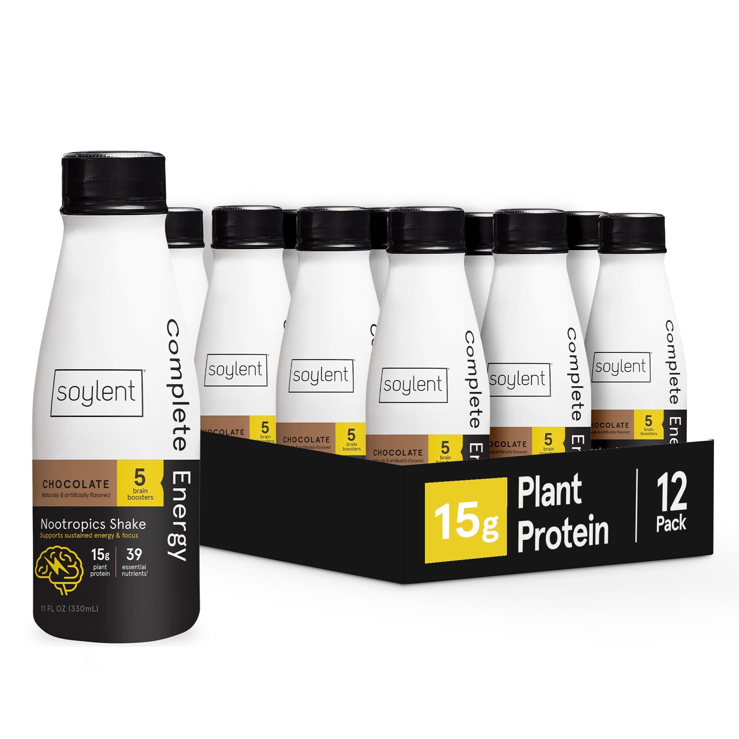 Soylent Complete Energy 15G Complete Protein 15 Brain Boosting Nutrients 100Mg Caffiene + L-Theanine 15% Vitamins And Minerals 11 Oz (12 Pack)