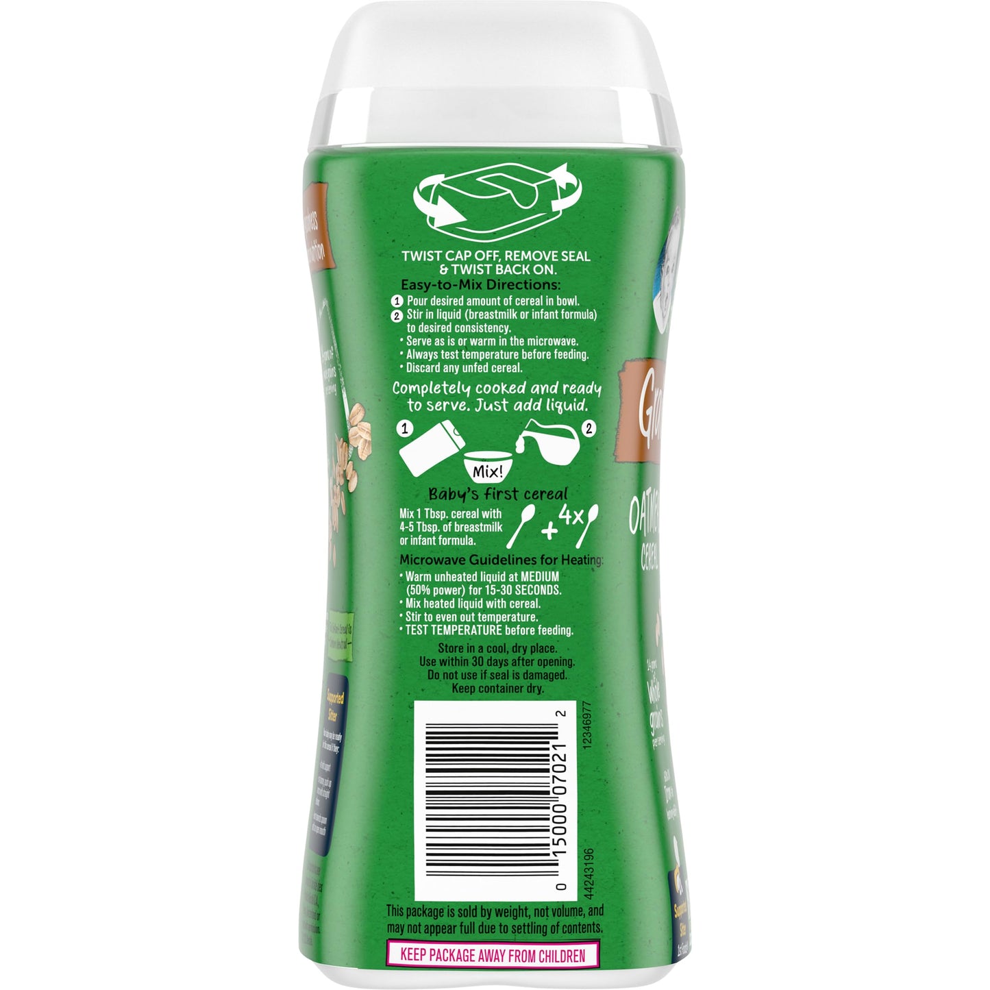 Gerber Baby Cereal Organic 1St Foods, Grain & Grow, Oatmeal, 8 Ounces (Pack Of 6)