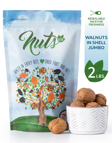 NUTS U.S. Walnuts In Shell, Chandler Variety, Non-GMO, Fresh Taste, 2 lbs, Resealable Bag